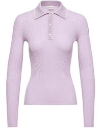 Moncler - Wool Long Sleeve Polo Shirt - Lyst