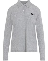 Miu Miu - Long-Sleeved Jersey Polo Shirt - Lyst