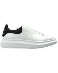 McQueen - Oversized Crystal-Embellished Leather Sneakers - Lyst