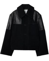 Burberry - Panelled Leather-Wool Jacket - Lyst