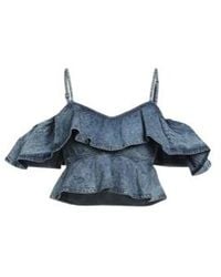 Isabel Marant - Thin-Strap Off-Shoulder Cropped Denim Top - Lyst