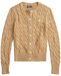 Polo Ralph Lauren - Logo Embroidered Cable-Knit Cardigan - Lyst
