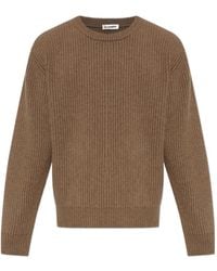 Jil Sander - Ribbed Crew Neck Knitted Sweater - Lyst