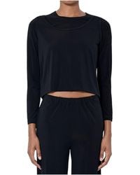 Issey Miyake - Cropped Long-Sleeve Crop Top - Lyst