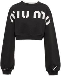 Miu Miu - Printed Cotton Sweatshirt - Lyst