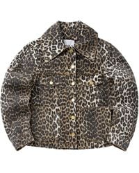 Ganni - Leopard Denim Jacket - Lyst