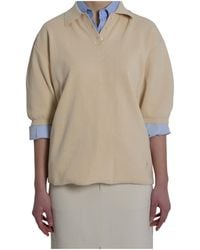 Frankie Shop - Nola Puff-Sleeve Knit Polo Top - Lyst