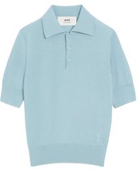 Ami Paris - Short Sleeved Knitted Polo Shirt - Lyst