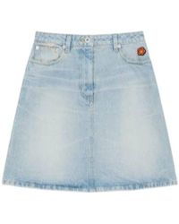KENZO - Straight Hem Denim Skirt - Lyst