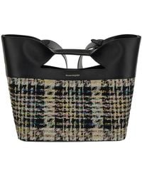 McQueen - Logo Detailed Checked Tote Bag - Lyst