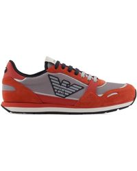 Emporio Armani - Mesh Sneakers With Suede Details And Eagle Patch - Lyst