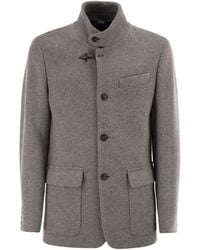 Fay - Herringbone Wool-Blend Caban Coat - Lyst