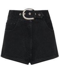 Alessandra Rich - Belted High-Waisted Denim Shorts - Lyst