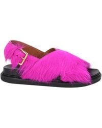 Marni - Solid Color Leather Slingback Sandals - Lyst