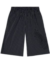 DIESEL - Pinstriped Phoenix-Embroidered Shorts - Lyst
