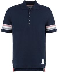 Thom Browne - Logo Patch Striped Polo Shirt - Lyst