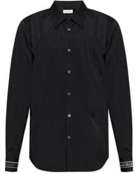 McQueen - Logo-Strap Buttoned Poplin Shirt - Lyst