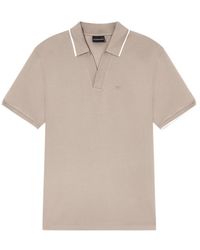 Emporio Armani - Piqued V-Neck Polo Shirt - Lyst