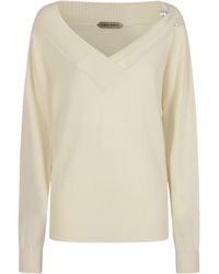 Alberta Ferretti - Button Detailed Dropped Shoulder Jumper - Lyst