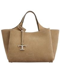 Tod's - T-Logo Suede Tote Bag - Lyst