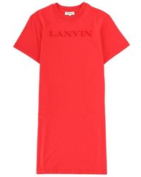 Lanvin - Round Neck Short Sleeve Dress - Lyst