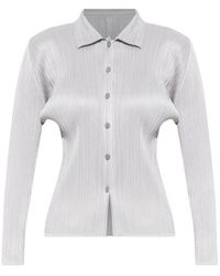 Pleats Please Issey Miyake - Pleated Button-Up Shirt - Lyst