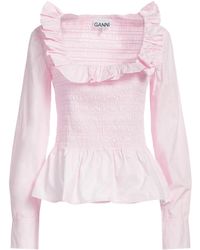 Ganni - Simple Pleated Long-Sleeve Top - Lyst
