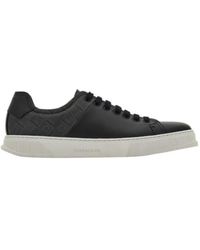 Ferragamo - Leather And Jacquard Fabric Monogram Clayton Sneakers - Lyst