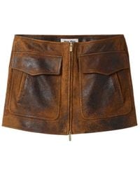 Miu Miu - Waxed Suede Mini Skirt - Lyst