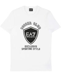 EA7 - Round-Necked Logo T-Shirt - Lyst