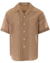 AURALEE - Gingham-Check Short-Sleeved Shirt - Lyst