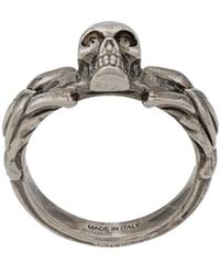 McQueen - Skull-Detail Braided Ring - Lyst