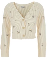 Jonathan Simkhai - Cropped Rhinestoned Cardigan With V Neck - Lyst