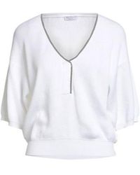 Brunello Cucinelli - Solid-Color Knitted Short-Sleeved Shirt - Lyst