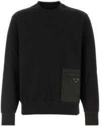 Prada - Triangle-Logo Crewneck Sweatshirt - Lyst
