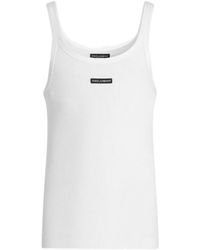 Dolce & Gabbana - Dolce & Gabbana Sleeveless Top With Logo Patch On The Front And Round Neck - Lyst
