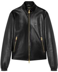 Versace - Stand Up Collar Leather Jacket - Lyst