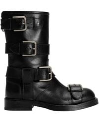 Dolce & Gabbana - Buckle Detailed Biker Boots - Lyst