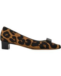 Ferragamo - Ferragamo Leopard-Printed Mid-Heeled Pumps - Lyst