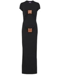Jean Paul Gaultier - Leather-Trimmed Jersey Maxi Dress - Lyst