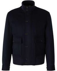 Lardini - Button-Front Jacket With Ribbed Trims - Lyst