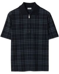 Burberry - Check Zip-Up Polo Shirt - Lyst
