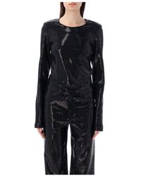 ROTATE BIRGER CHRISTENSEN - Ivonka Glitter Blouse With Bare Back - Lyst