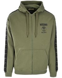 Moschino - Logo-Print Zip-Up Organic Cotton Hoodie - Lyst
