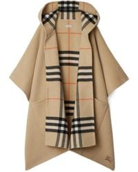 Burberry - Cashmere Reversible Check Hooded Cape - Lyst