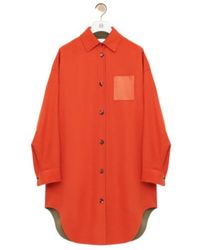 Loewe - Leather-Patch Button-Down Coat - Lyst