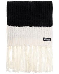 Moschino - Logo Label Fringed Scarf - Lyst