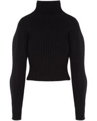 Alaïa - Alaïa High Neck Drop Shoulder Jumper - Lyst