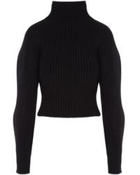 Alaïa - Alaïa High Neck Drop Shoulder Jumper - Lyst