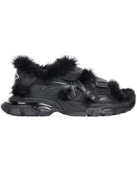 Balenciaga - Faux-Fur Track Sandals - Lyst